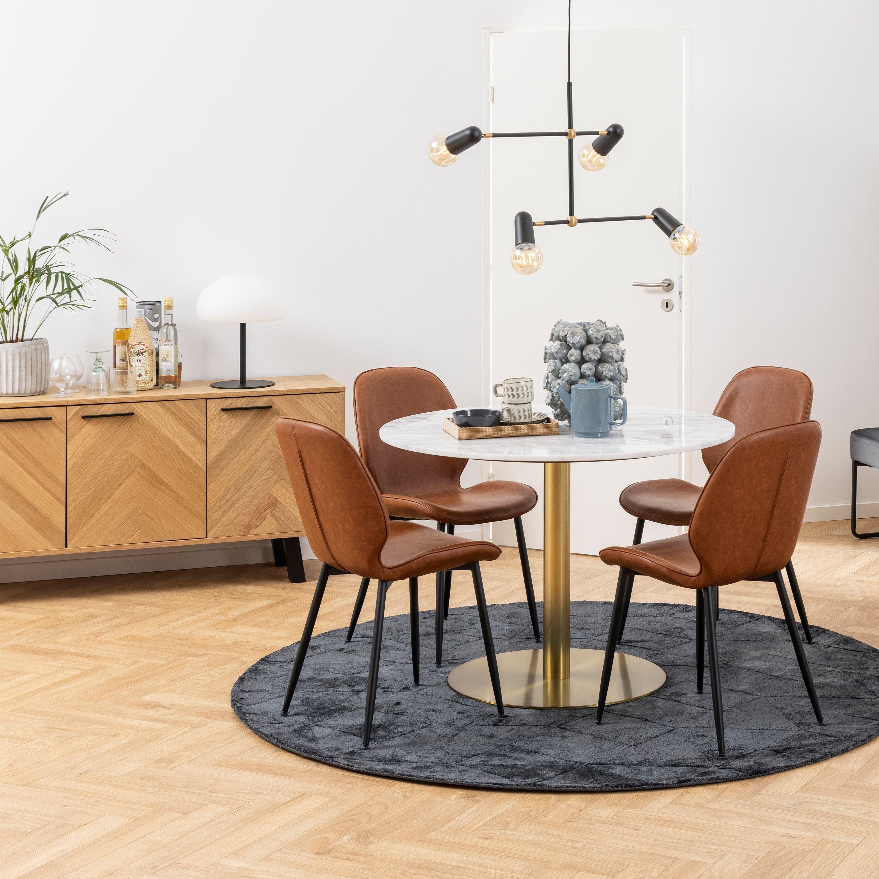 Corey Round Dining Table in White Marble Top - YANDZ HOME