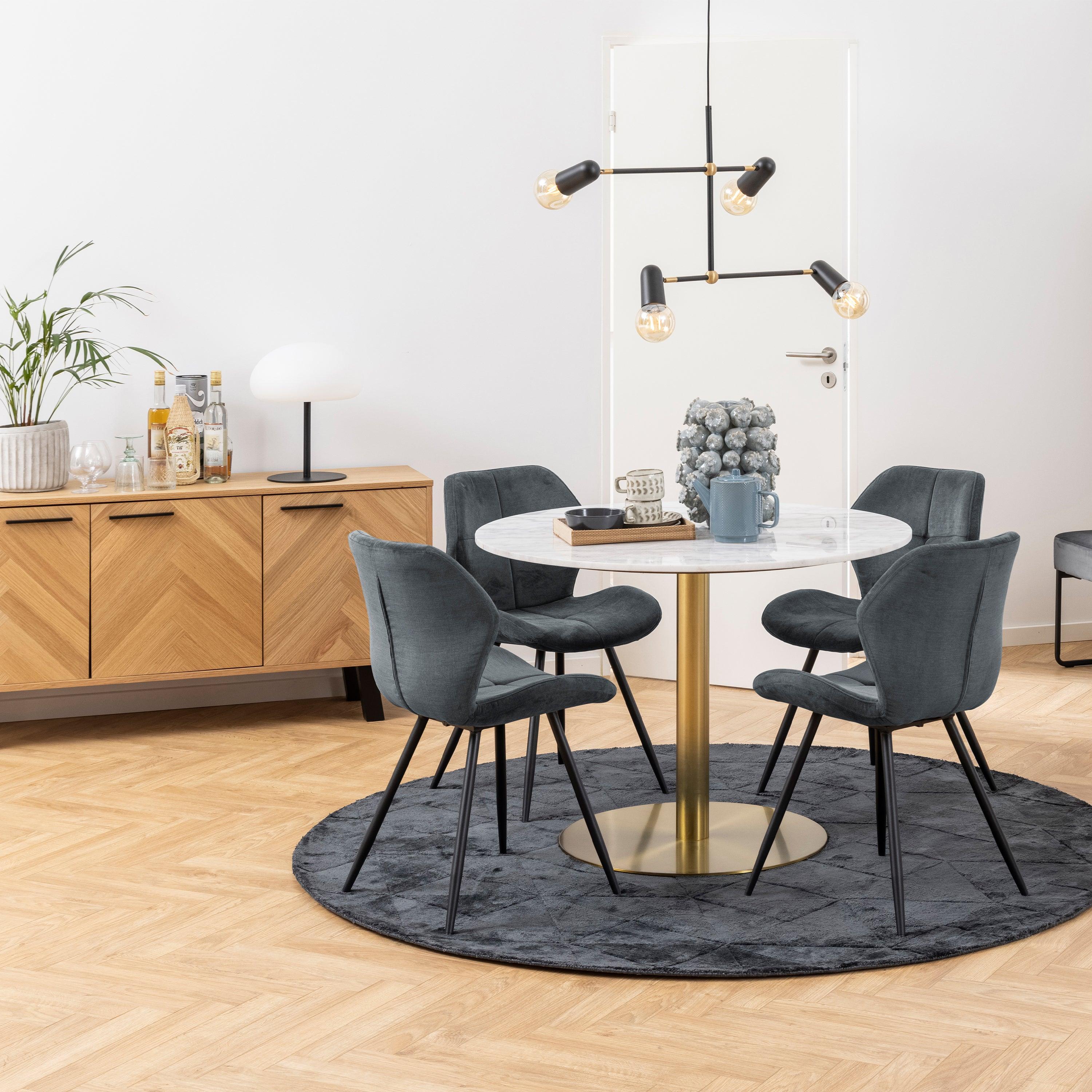 Corey Round Dining Table in White Marble Top - YANDZ HOME