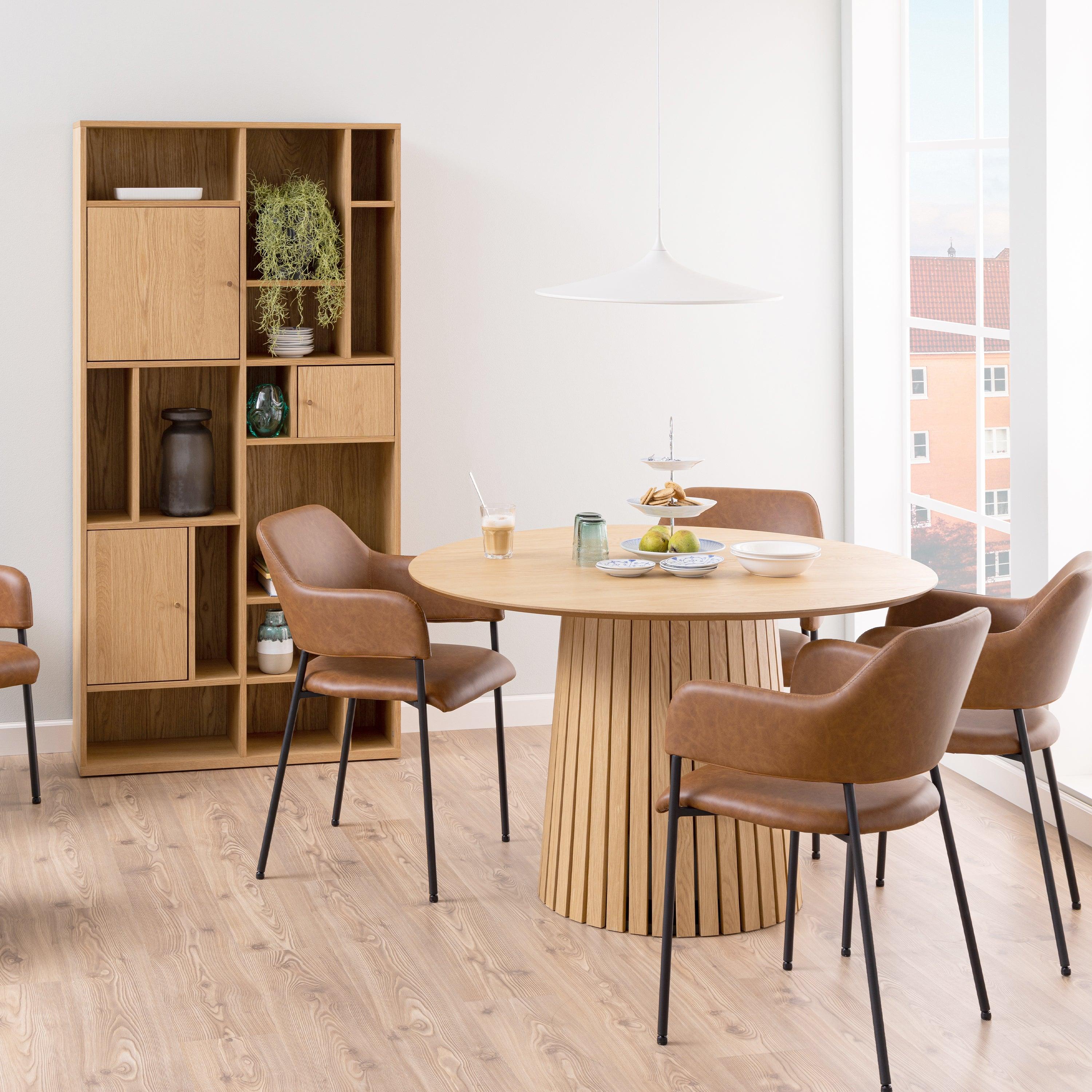 Christina Round Dining Table in Oak - YANDZ HOME