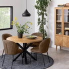 Halo Round Dining Table in Oak & Black - YANDZ HOME