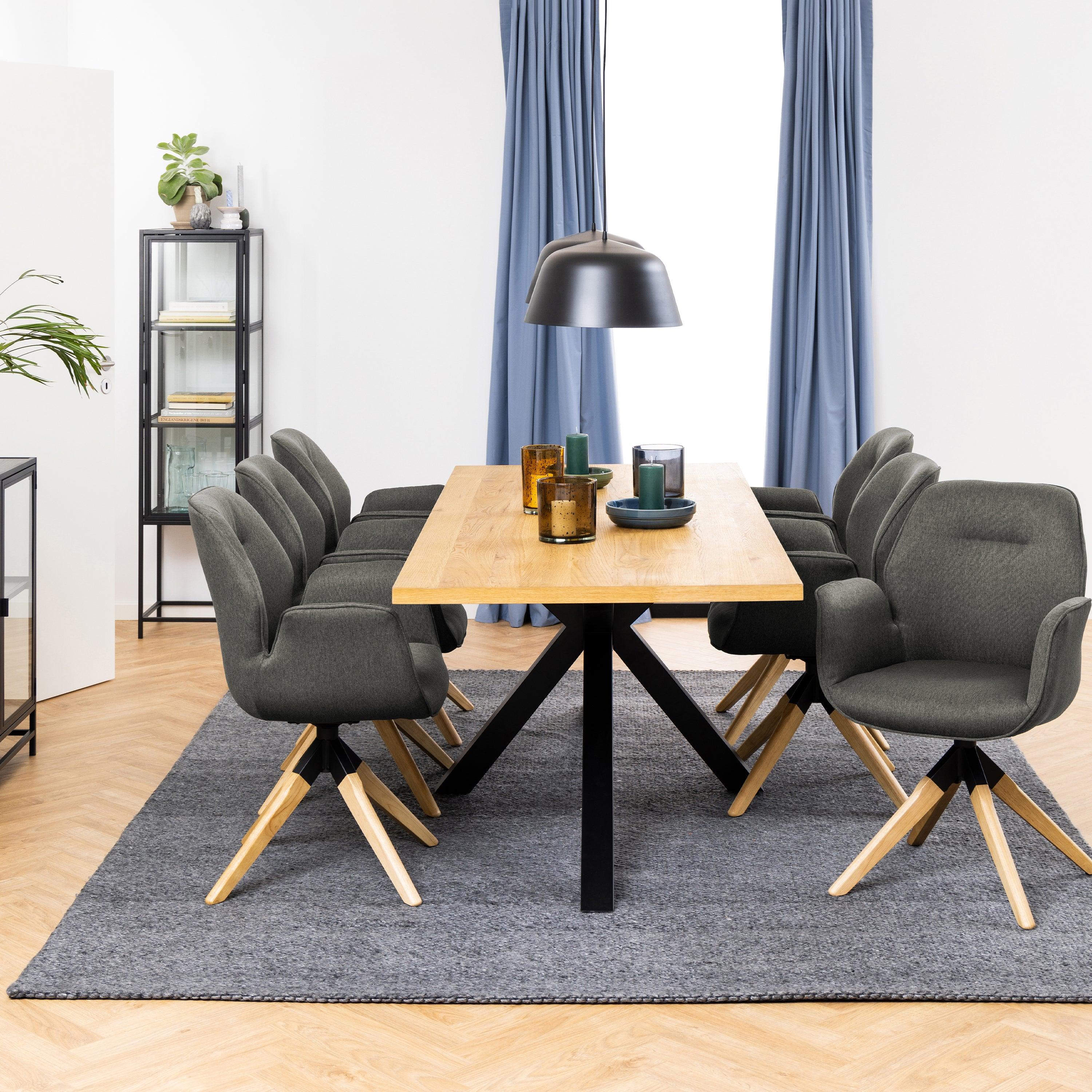 Halo 2 Rectangular Dining Table with Oak Tabletop - YANDZ HOME