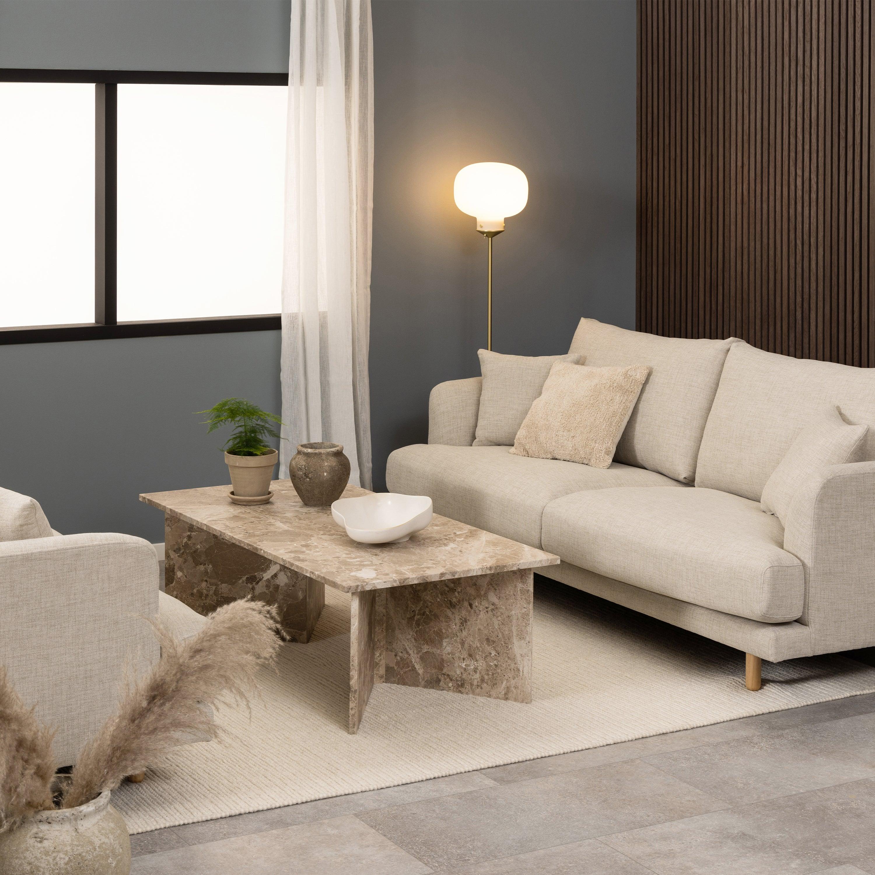 Luna Rectangular Coffee Table With Marble Top (140x70 cm) - YANDZ HOME