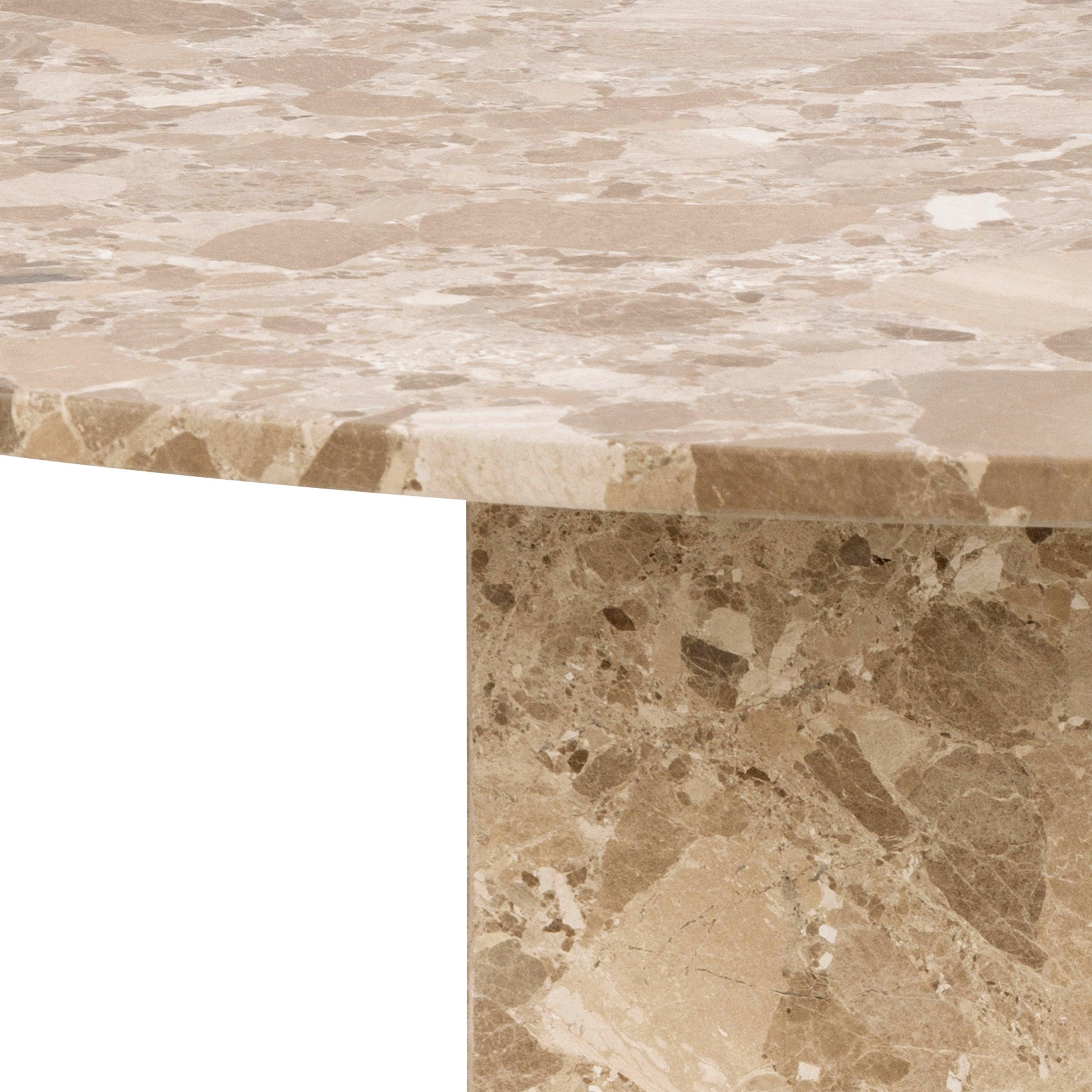 Cavallo Round Dining Table in Brown Marble - YANDZ HOME