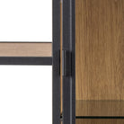 Lena Bookcase with 7 Shelves & Glass Display – Black Metal & Wild Oak - YANDZ HOME