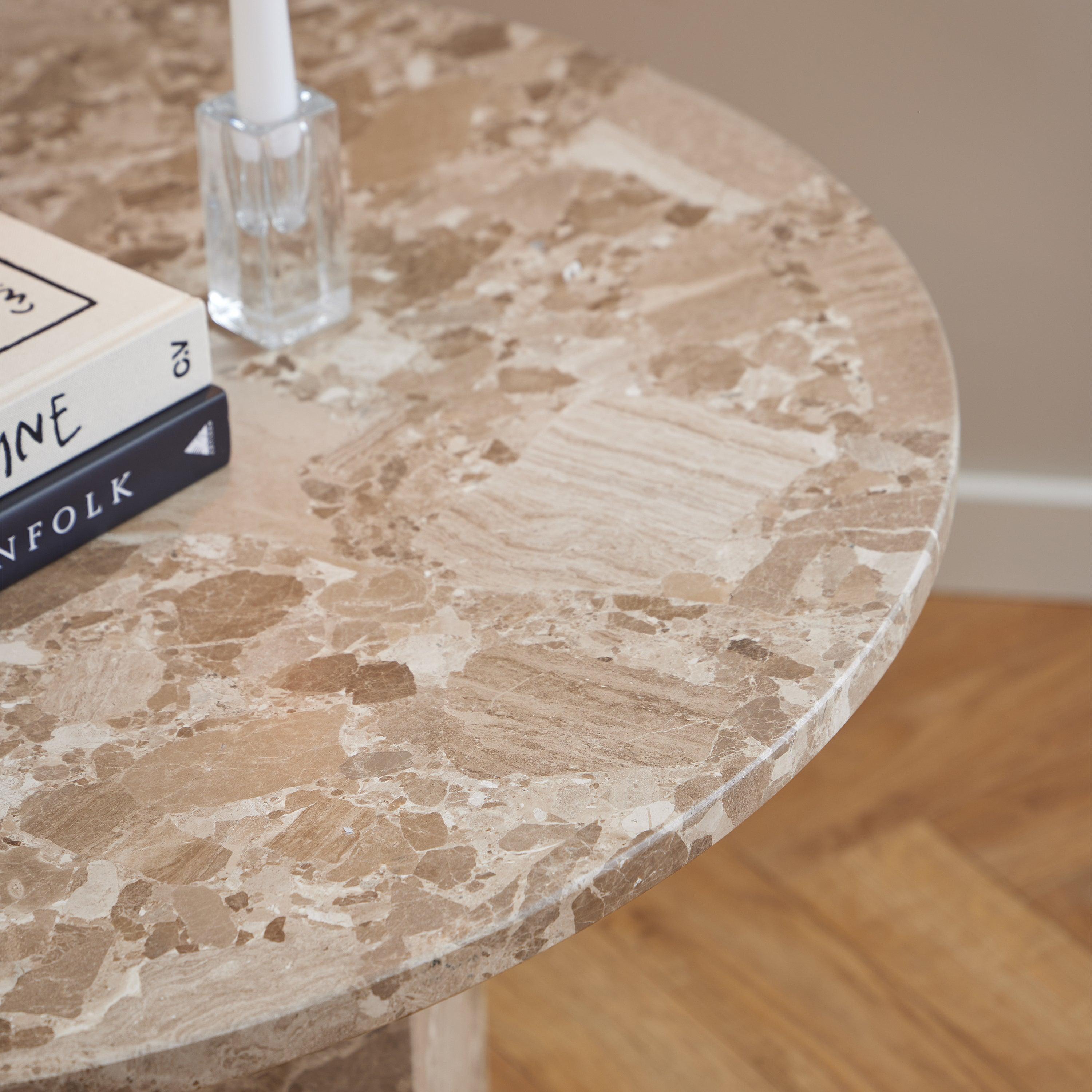Azura Round Coffee Table – Brown Marble 80cm - YANDZ HOME