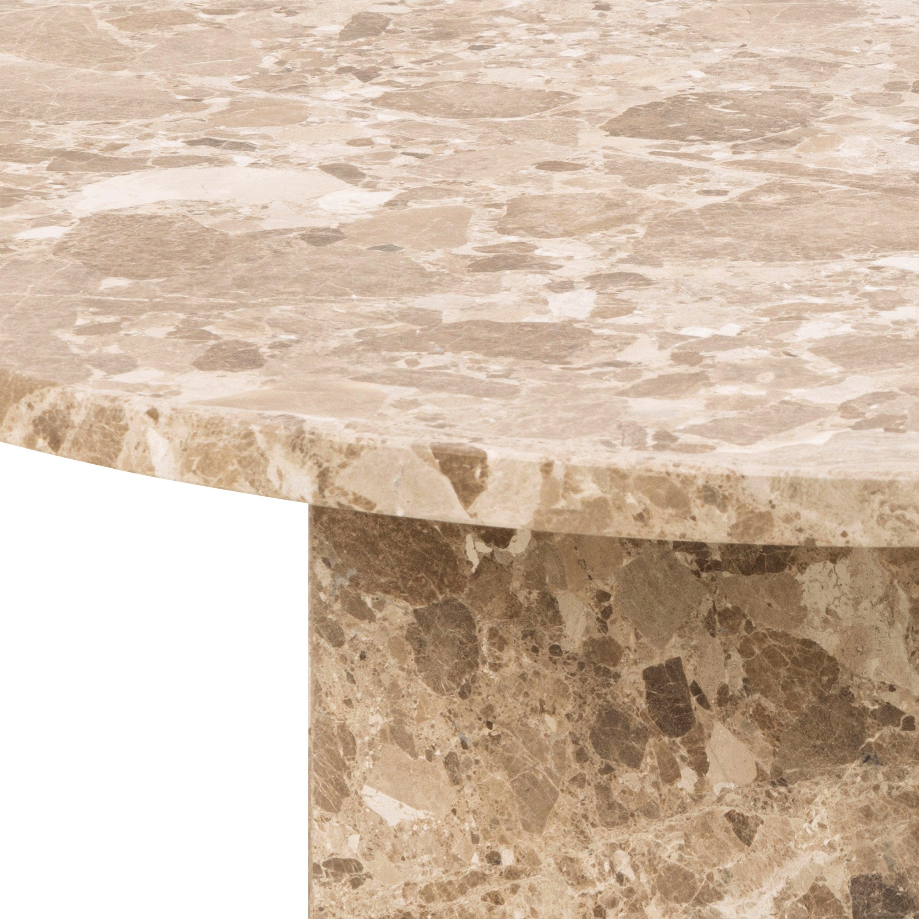 Azura Round Coffee Table – Brown Marble 80cm - YANDZ HOME
