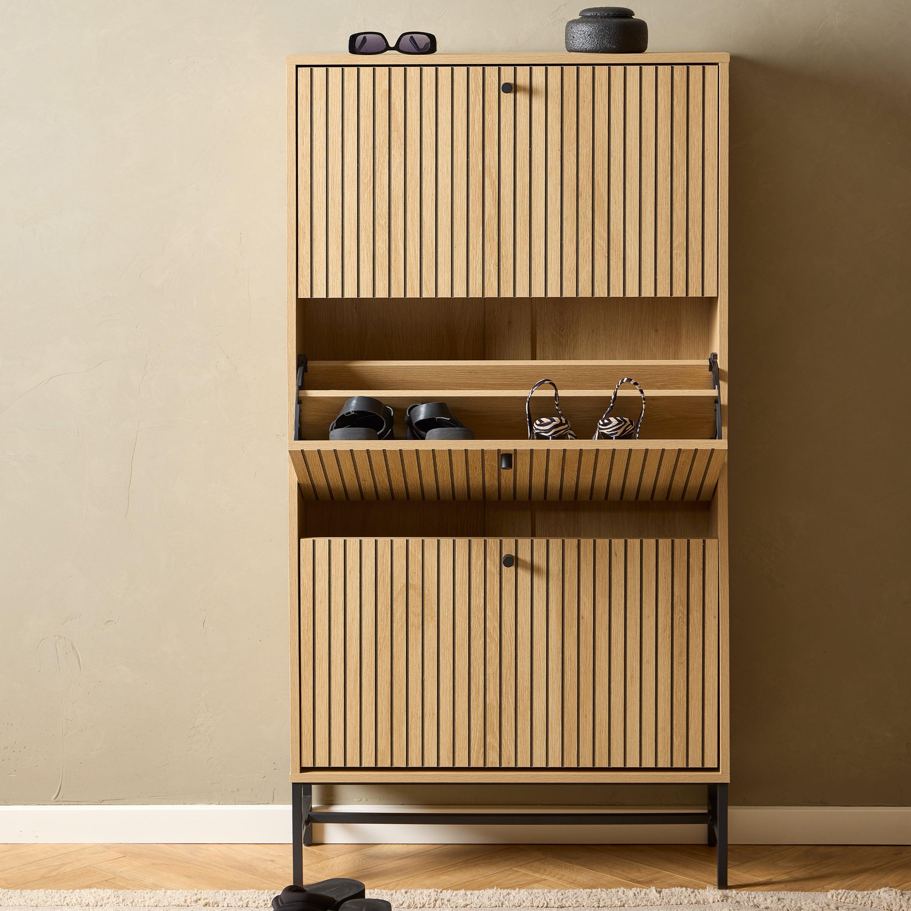 Aldwyn Shoe Cabinet 3 Flip Down Doors - YANDZ HOME