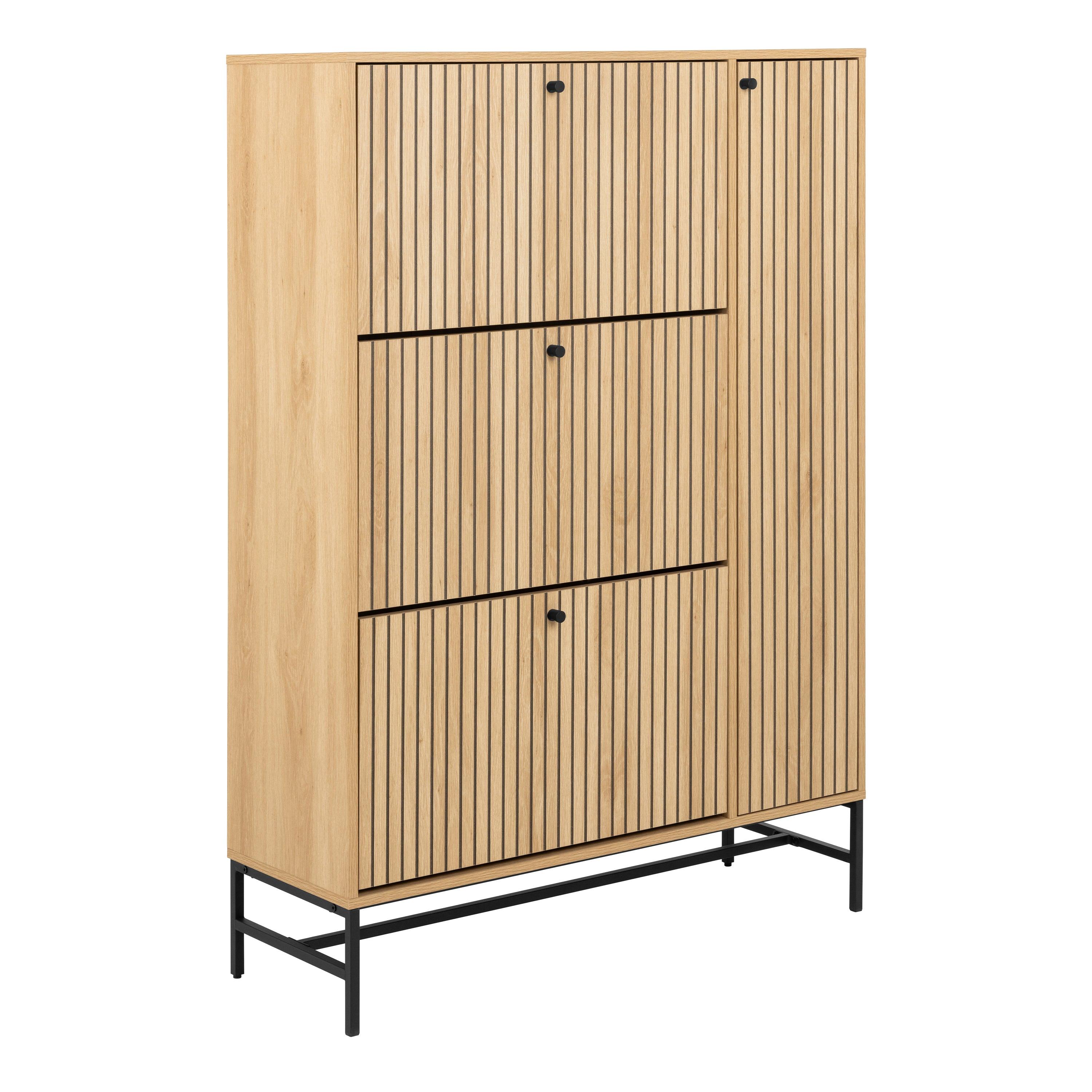 Aldwyn Shoe Cabinet 3 Flip Down Doors 1 Pull Open Door - YANDZ HOME