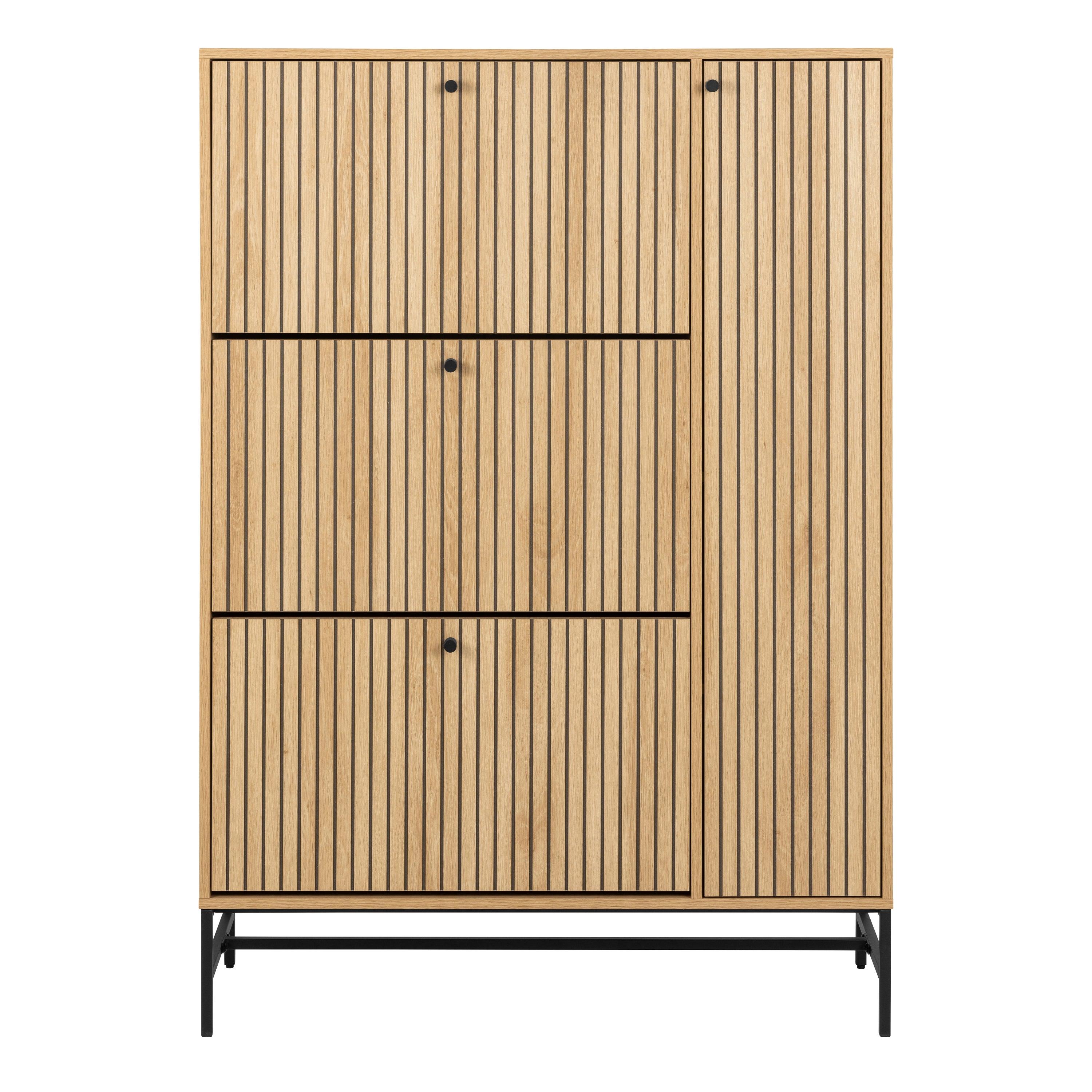 Aldwyn Shoe Cabinet 3 Flip Down Doors 1 Pull Open Door - YANDZ HOME