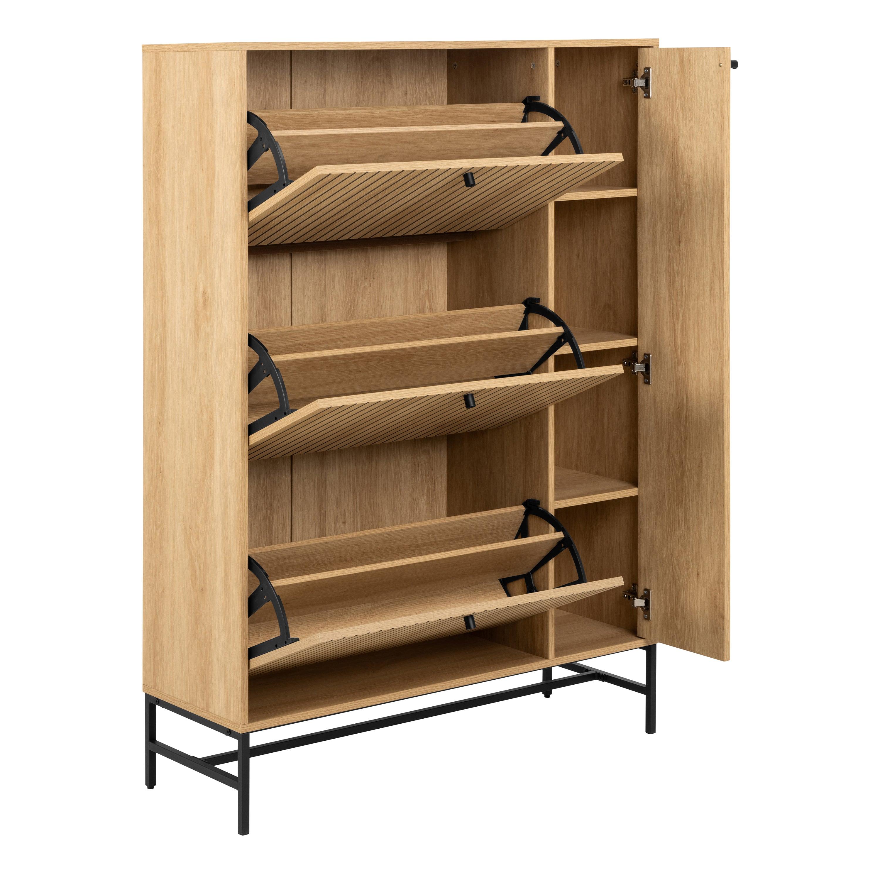 Aldwyn Shoe Cabinet 3 Flip Down Doors 1 Pull Open Door - YANDZ HOME