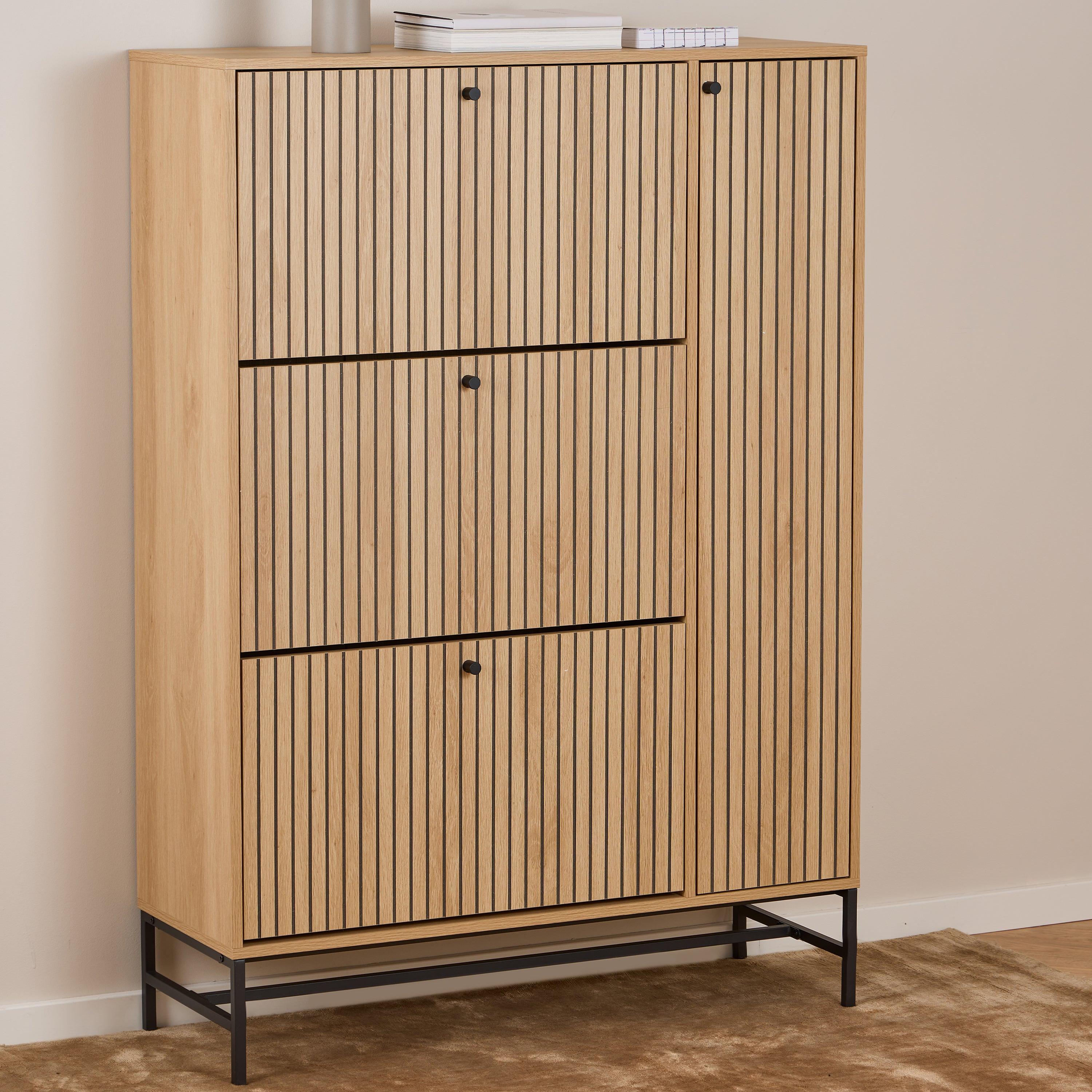 Aldwyn Shoe Cabinet 3 Flip Down Doors 1 Pull Open Door - YANDZ HOME