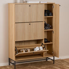 Aldwyn Shoe Cabinet 3 Flip Down Doors 1 Pull Open Door - YANDZ HOME