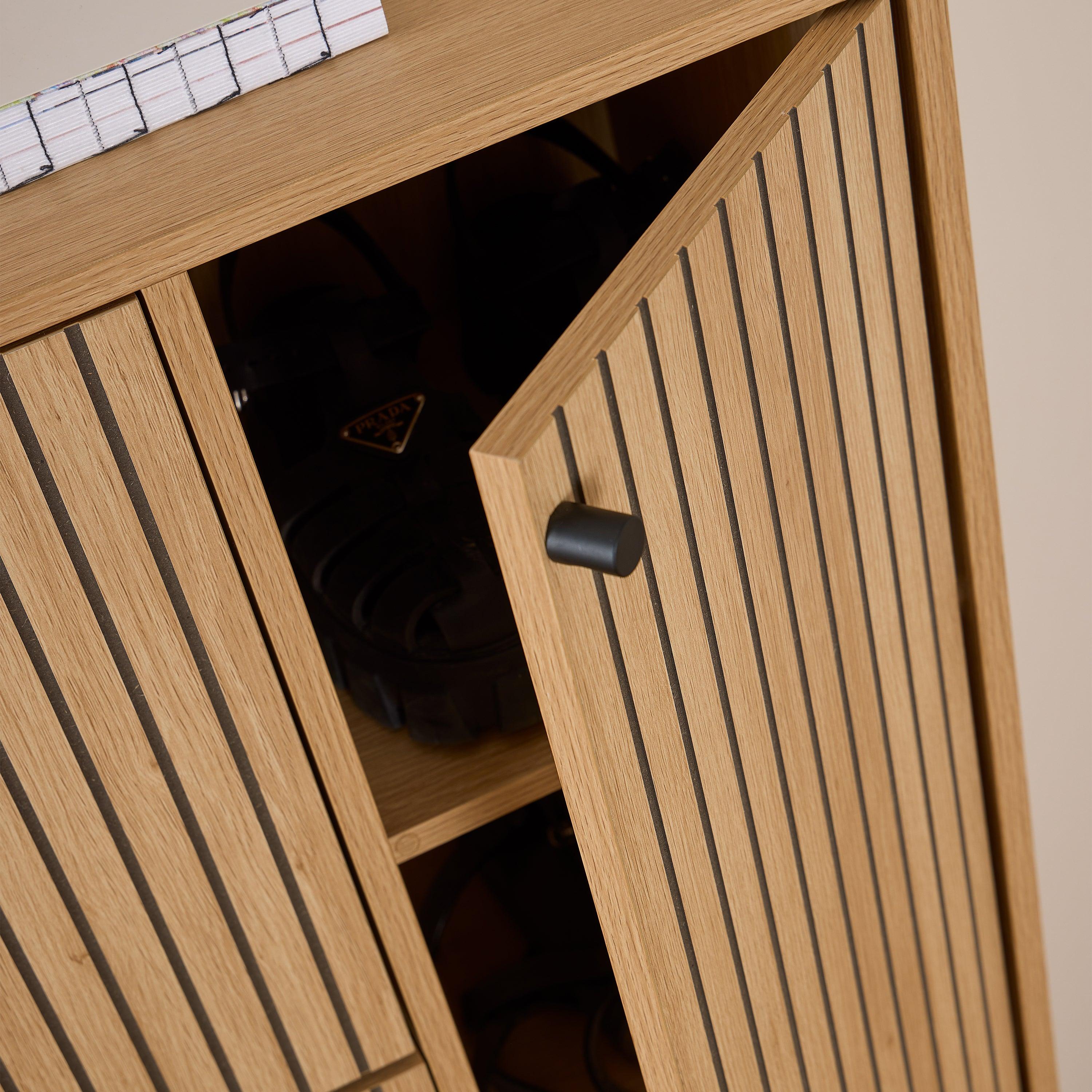 Aldwyn Shoe Cabinet 3 Flip Down Doors 1 Pull Open Door - YANDZ HOME