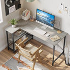 Yandz L-shaped desk with storage shelves - YANDZ HOME